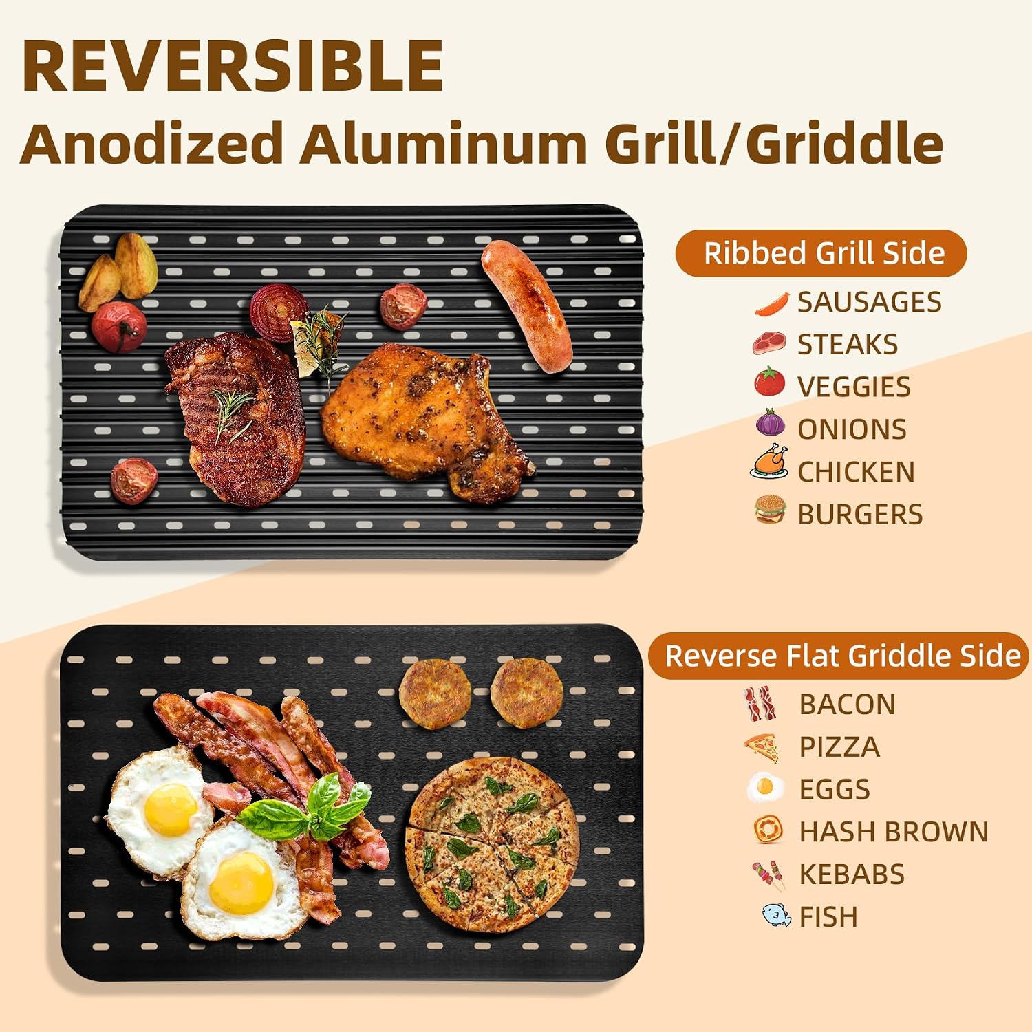 18.25'' x 11.5'' Reversible Al - Foods X 评论和价格