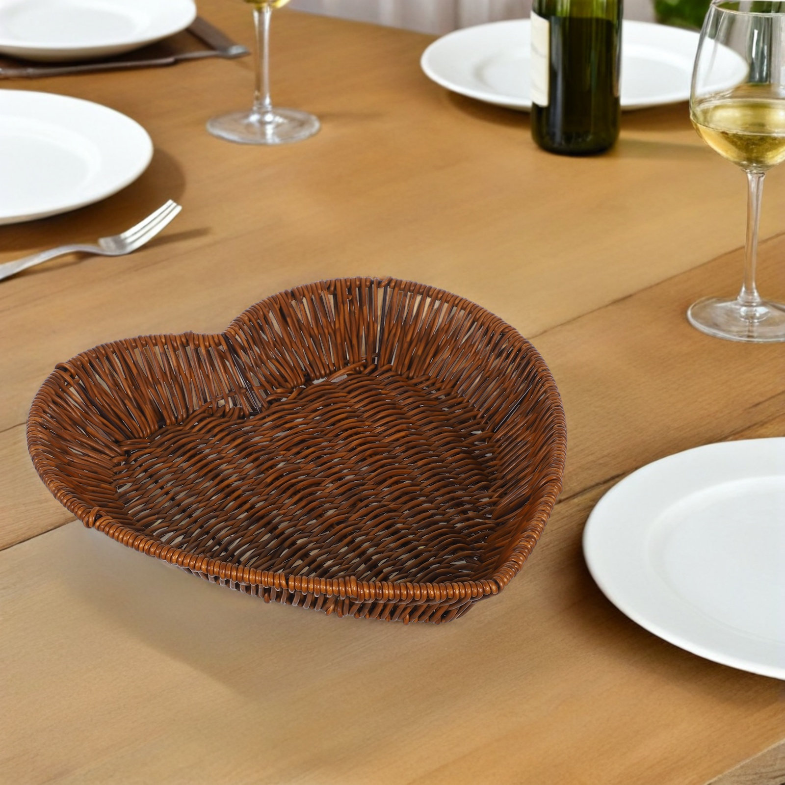 2pcs Heart Rattan Basket Woven - Food Snacks For Picnic 评论和价格