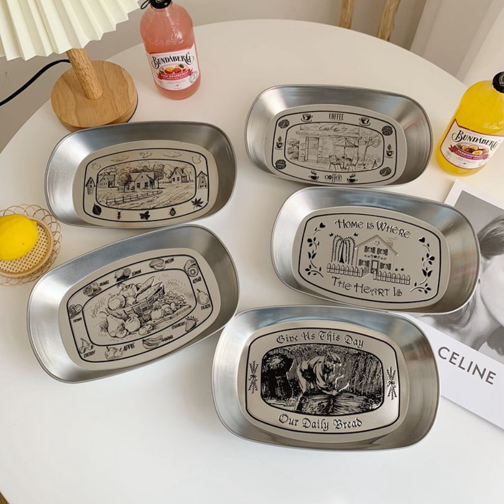 2PCS Vintage American Tin Tray - Food Snacks For Picnic 评论和价格