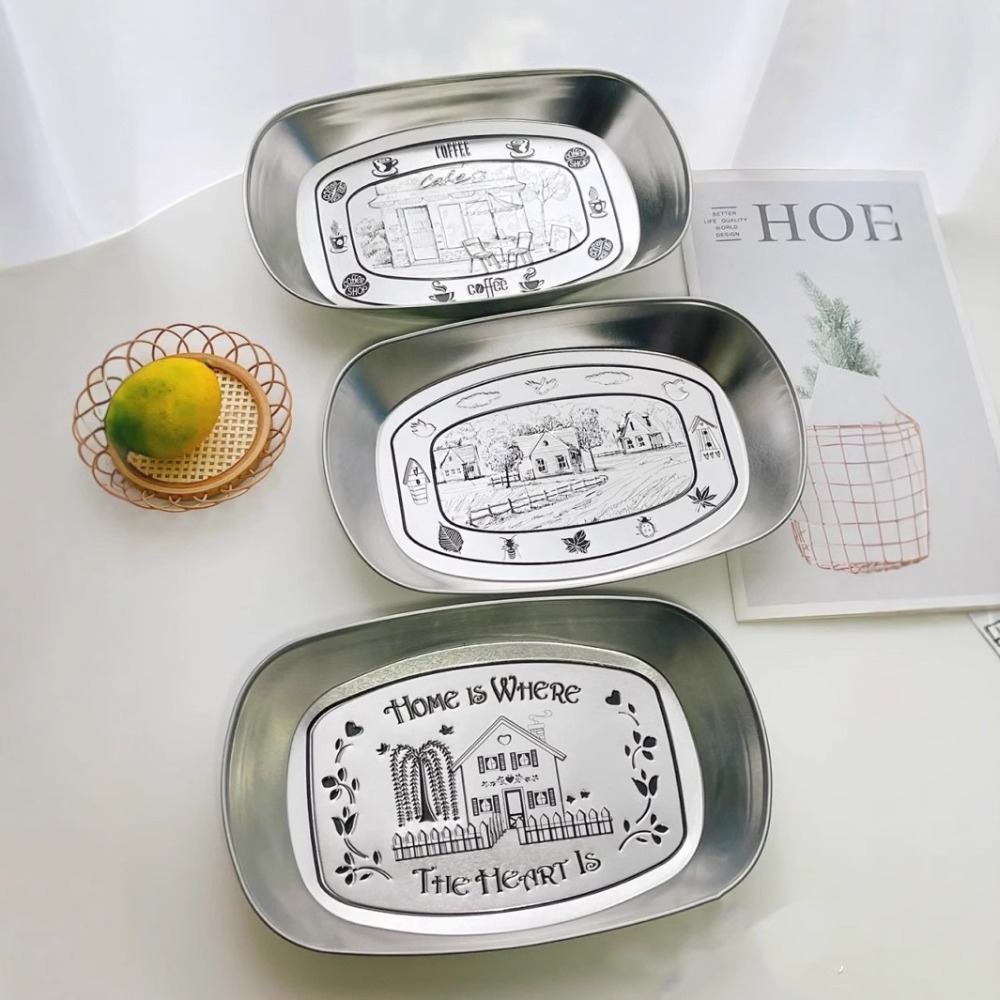 2PCS Vintage American Tin Tray - Food Snacks For Picnic 评论和价格