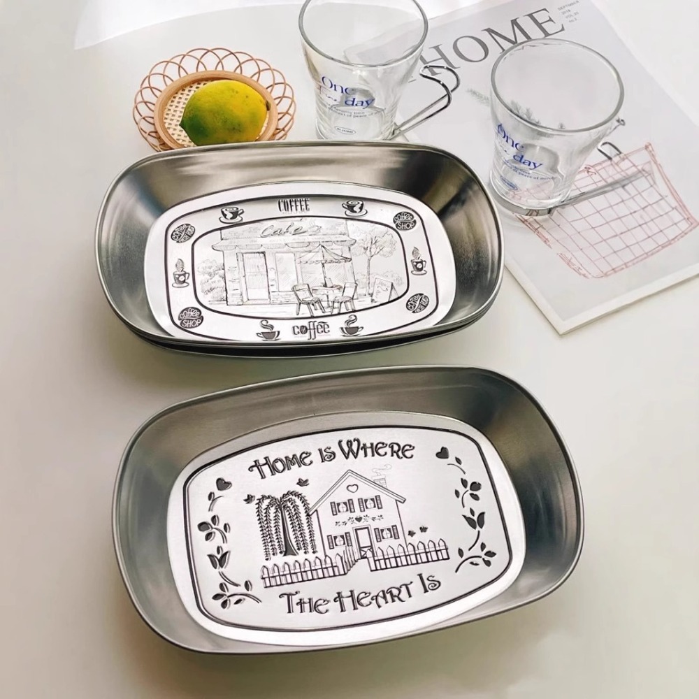 2PCS Vintage American Tin Tray - Food Snacks For Picnic 评论和价格