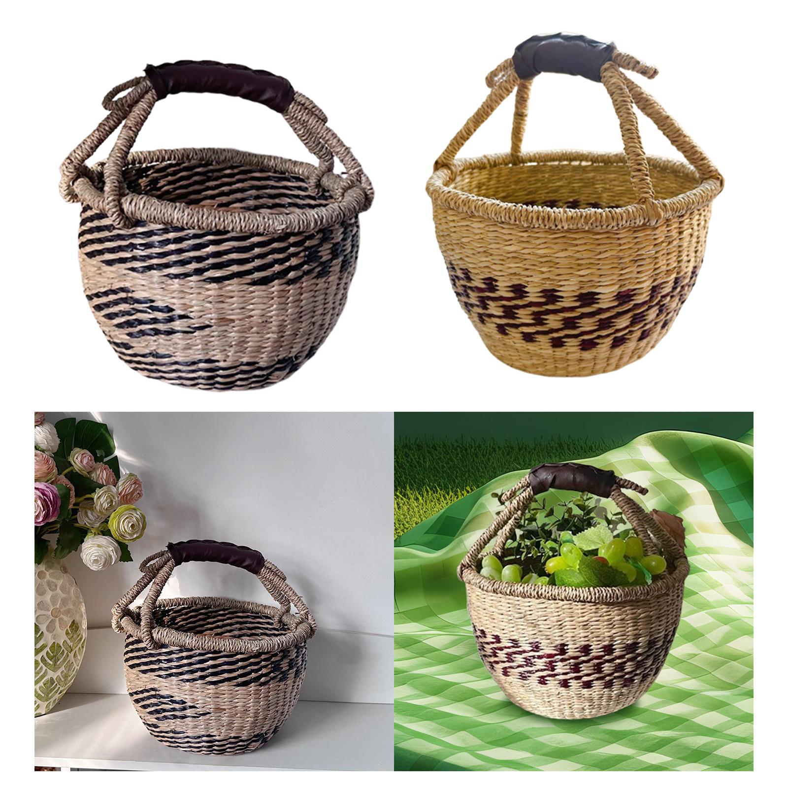 Handwoven Picnic Basket Multif - Food Snacks For Camping 评论和价格