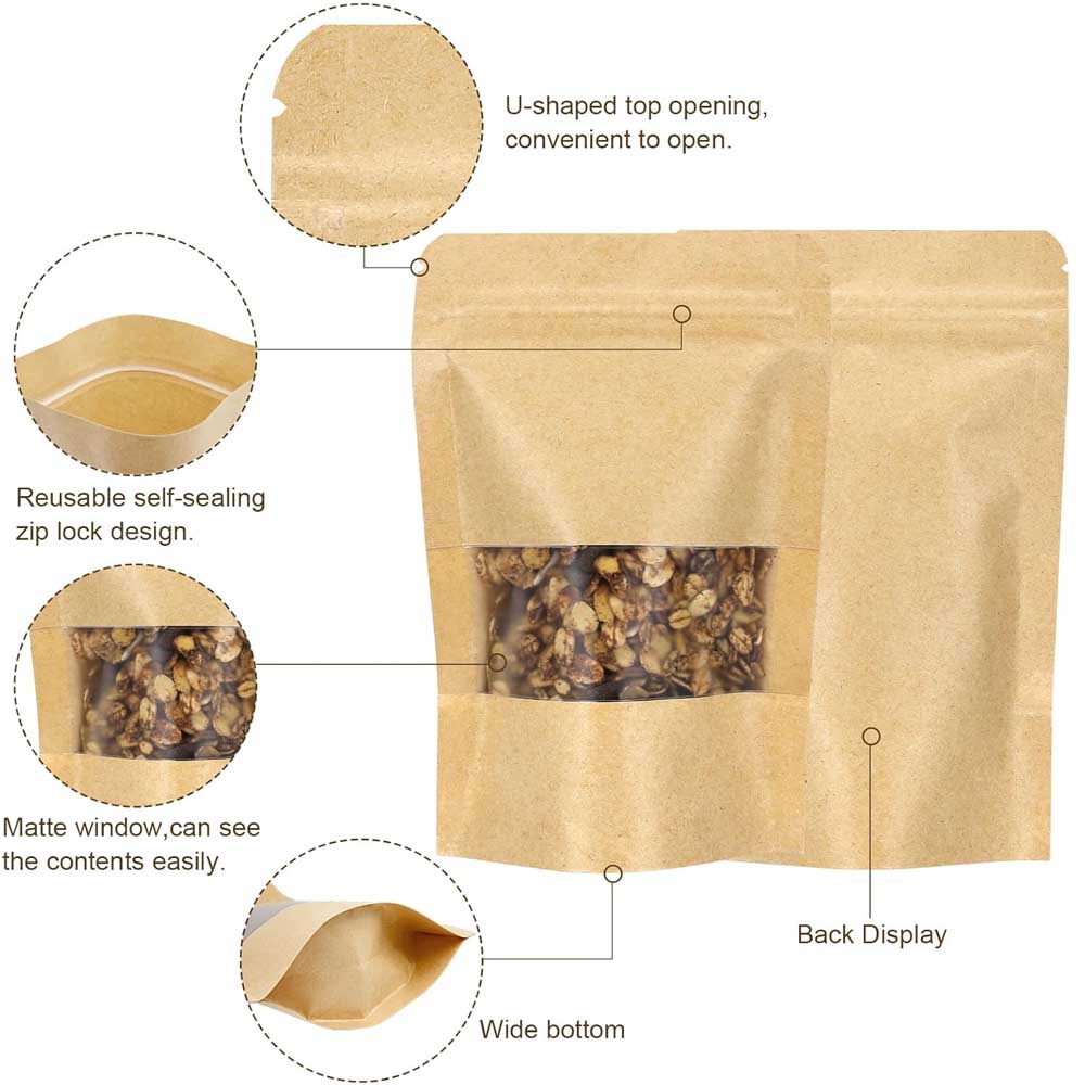 10-50pcs Upright Seal Bone Zip - Food Like Snacks 评论和价格
