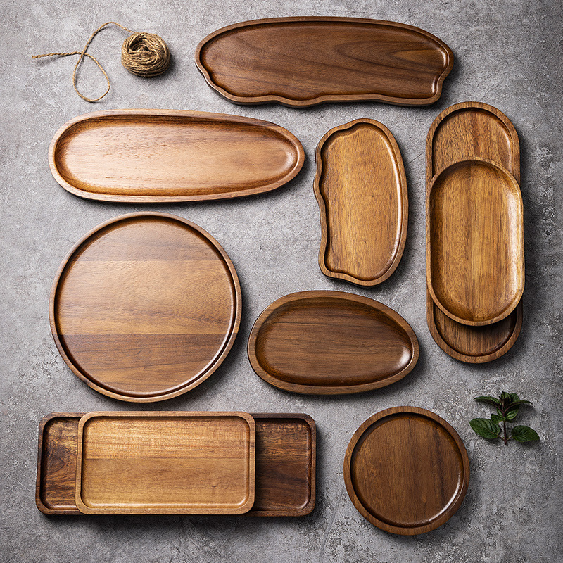 Tableware Solid Wood Food Tray - Food In Japanese Snacks 评论和价格