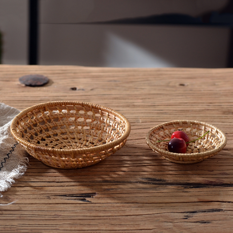 Round Bamboo Rattan Tray, Hand - Food Snacks For Picnic 评论和价格