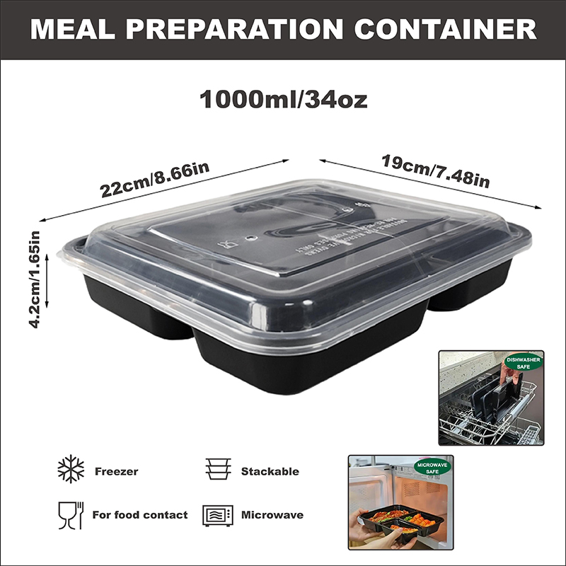 3-Compartment 34 Oz/1000 Ml, 1 - Food Snacks For Picnic 评论和价格