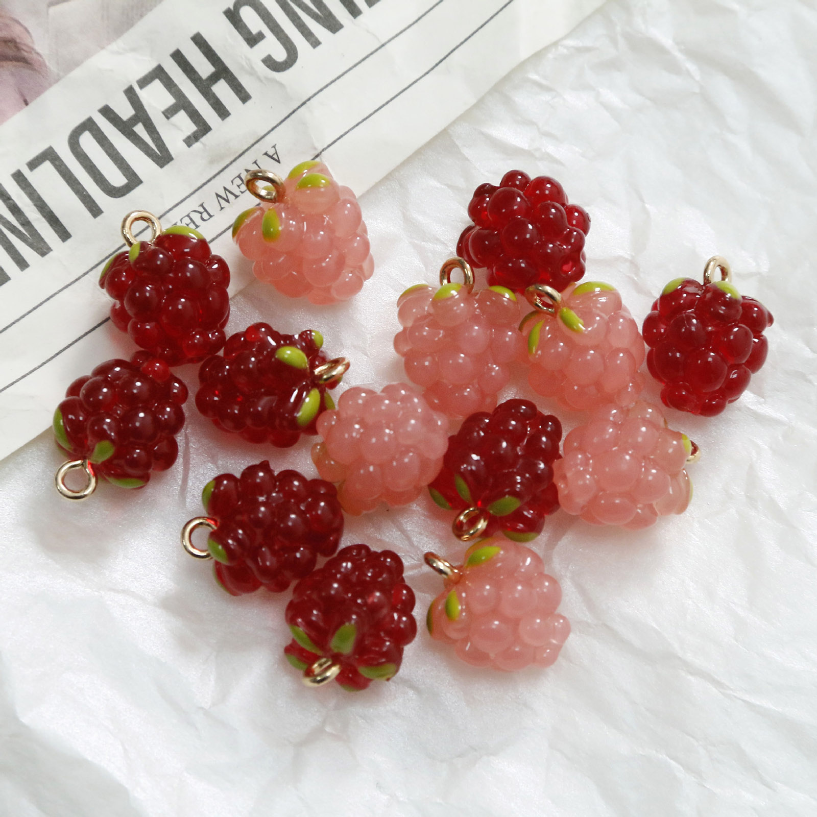 2PCs 3D Resin Charms Grape Fru - Foods X 评论和价格